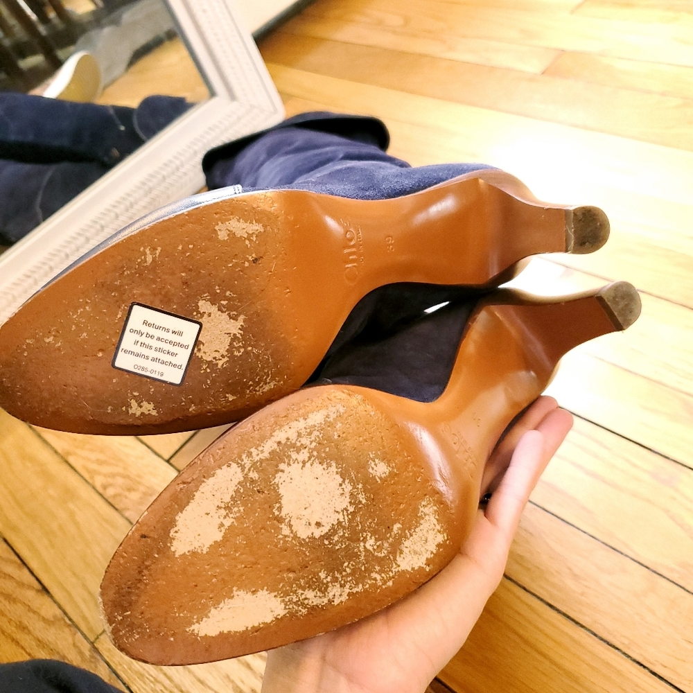 Chloé Blue Lagoon OTK Boots Suede & Leather WILL TRADE - Picture 14 of 16